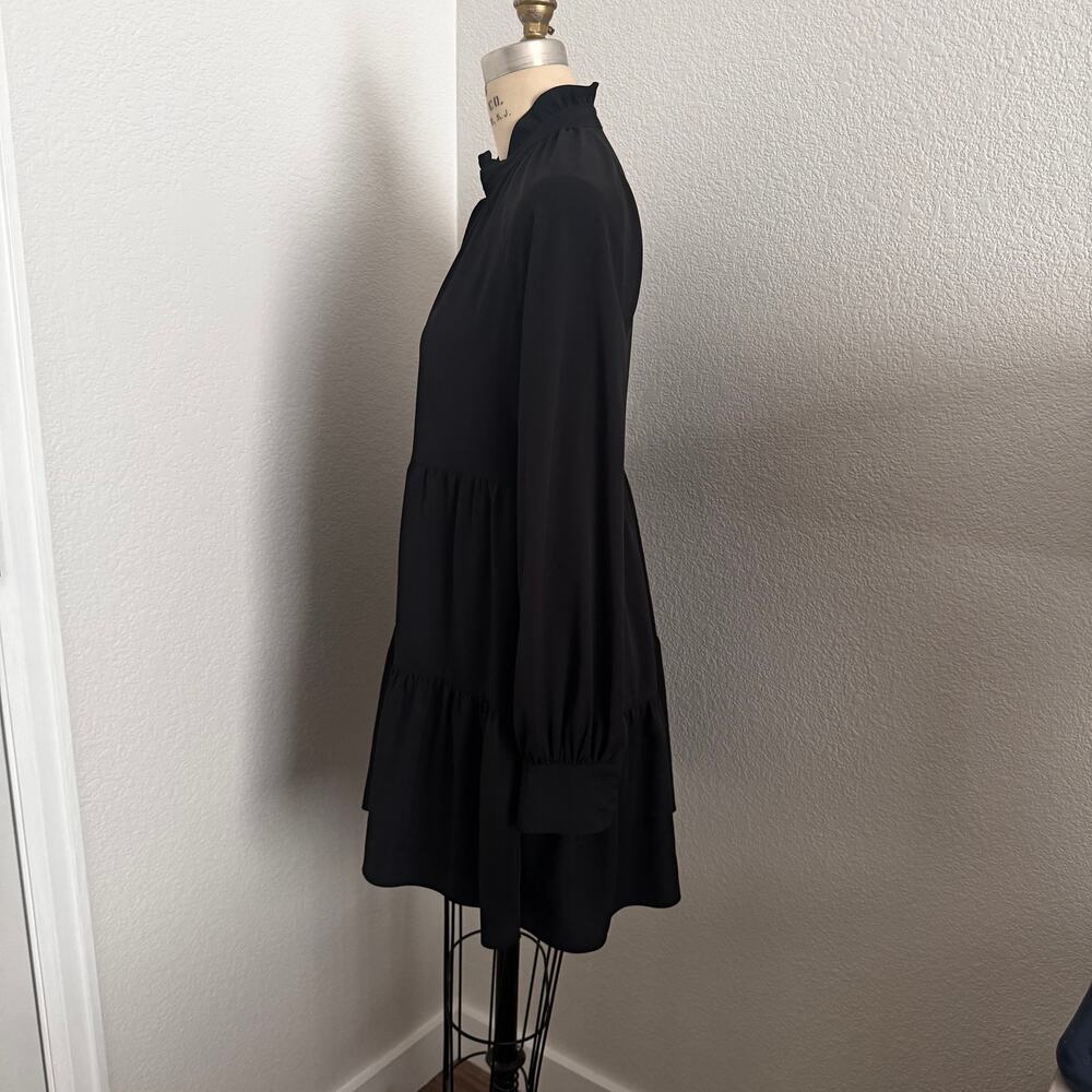 Amanda Uprichard Black Saffron Long Sleeve Tiered Ruffle Mini Dress XS Cocktail - Picture 4 of 11